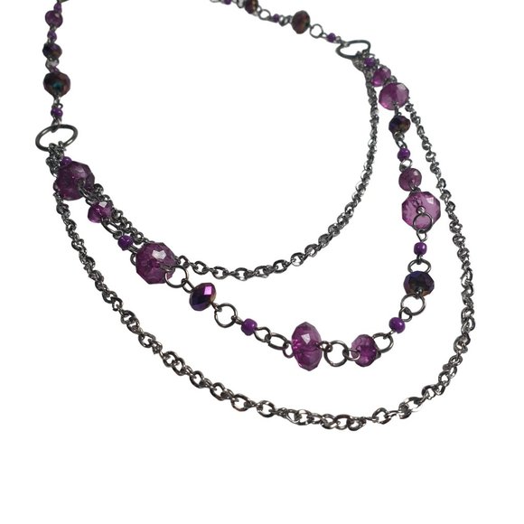 Womens Necklace Jewelry 20 Inch Purple Acrylic Plastic Gem Costume Colorful - Picture 2 of 7